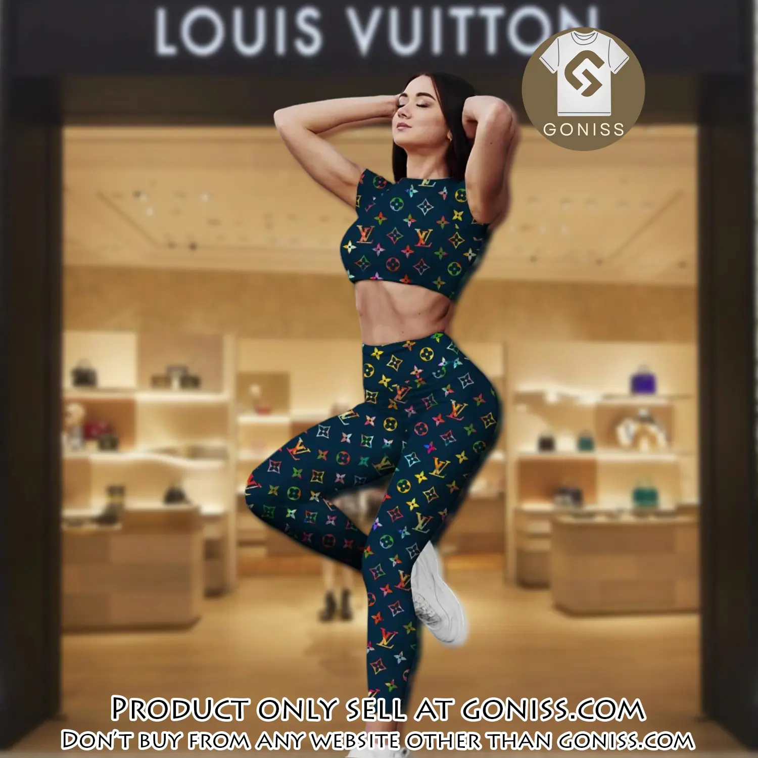 Louis vuitton sportwear combo luxury crop top tshirt and legging for women ctl1003 gn0818959